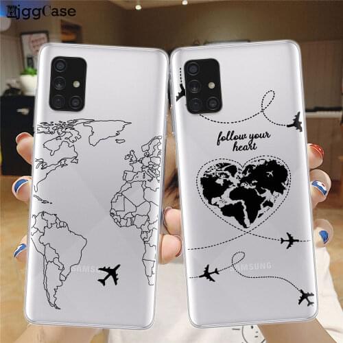 World Travel Couple Soft TPU Clear Phone Case For Samsung Galaxy S10 S20 S21 Plus Ultra S10E S9Plus Back Cover