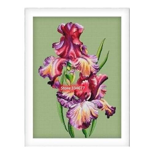 Iris Red Flower Simplicity Sewing kit Top Quality Embroidery Needlework 14CT Unprinted Art Cross Stitch Kits DIY Handmade Decor