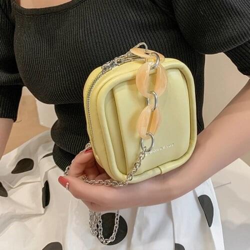 Solid color Mini Crossbody bag 2021 New High-quality PU Leather Womens Designer Handbag Chain Shoulder Messenger Bag Waist bag