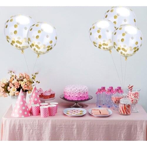 QuickDone 10PCS/LOT 12INCH Clear Latex Balloons Creative Colorful Confetti Inside Paper Balloon Wedding Decoration HG0562