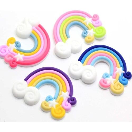 Resin Handmade Rainbow Star Cabochon Party Decorations Kids Birthday Soft Clay DIY Mobile Phone Accessories