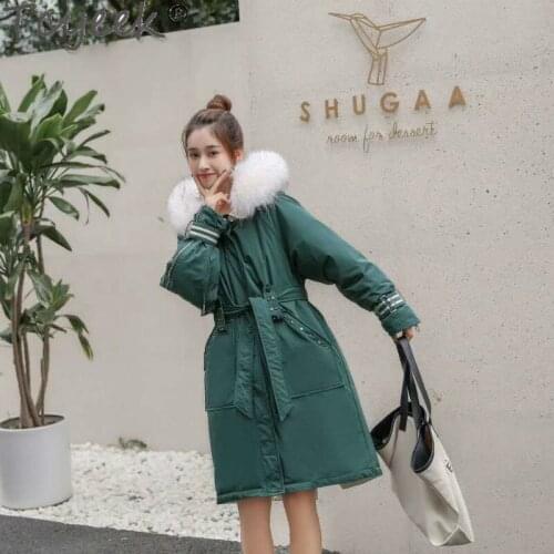 Style Korean Woman Parker Winter Womens Down Jacekt Fox Fur Collar Hooded Parkas Coat Female Clothing Casacos Feminino