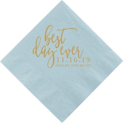 Best Day Ever Wedding Napkins | Rehearsal Dinner | Engagement Party | Personalised Bar Napkins | Custom Wedding Napkins