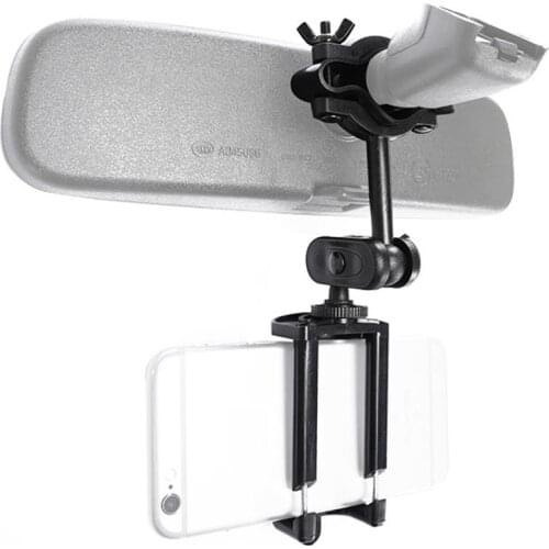 Universal 360 Degree Car Rearview Mirror Mount Phone Holder Extension Bracket