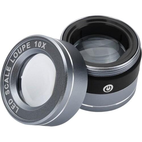 10X Full Metal Magnifying Glass LED Scale Loupe USB Charging Lens Magnifier 448A