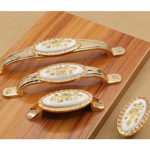 High Quality Luxury Cabinet Knobs and Handles Top Grade Gold Flower Furniture Handles