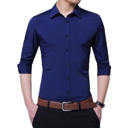 ZC1305-5 Spring autumn 2020 new mens fashion business slim solid color long-sleeved business shirt cheap wholesale