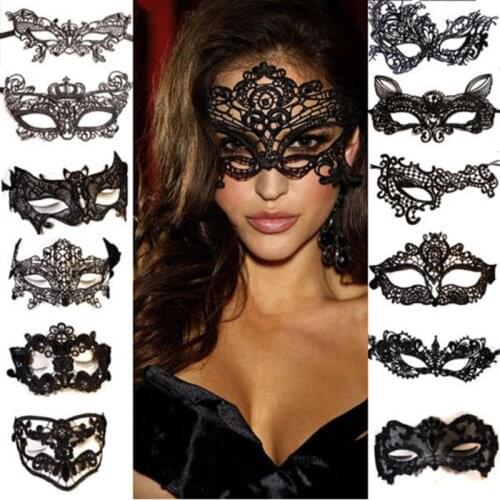 Women Sexy Black Lace Eye Mask Fashion Halloween Costumes Accessories Prom Dance Party Hollow Out Half Face Blindfold Masks HOT