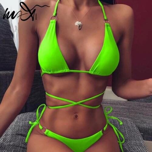 In-X Sexy neon green bikini 2019 Push up swimsuit female swimwear women String bikini Swim suit bathing suit Summer bathers new