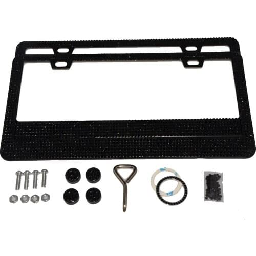 1pc Bling Crystal License Plate Frame Women Luxury Handcrafted Rhinestone Car Frame Plate with Ignition Button fit for U.S model