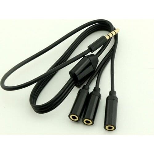 10pcs 3.5mm TRRS 4 Pole Male Plug to 3x 1/8" 3.5mm Stereo 4 Pole Female Audio Splitter Adapter Cord Cable 50cm
