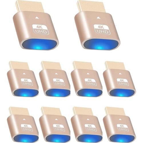 10PCS VGA Virtual Display Adapter HDMI-compatible DDC EDID dummy plug Headless Ghost Display Emulator Lock plate 1920x1080 @60Hz