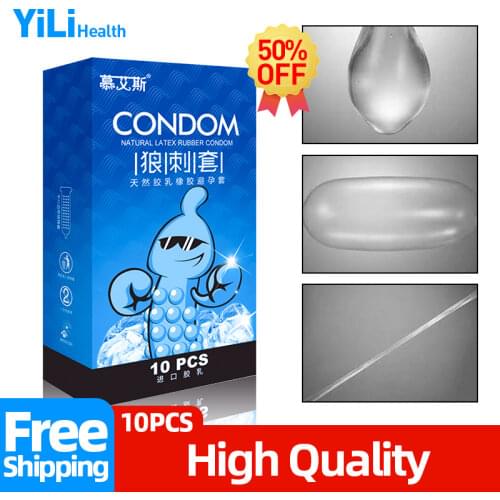 10pcs Condoms With Spikes For Women Intimate Safer Condom Sex Products Natural Rubber Latex Lubrication Penis Sleeve