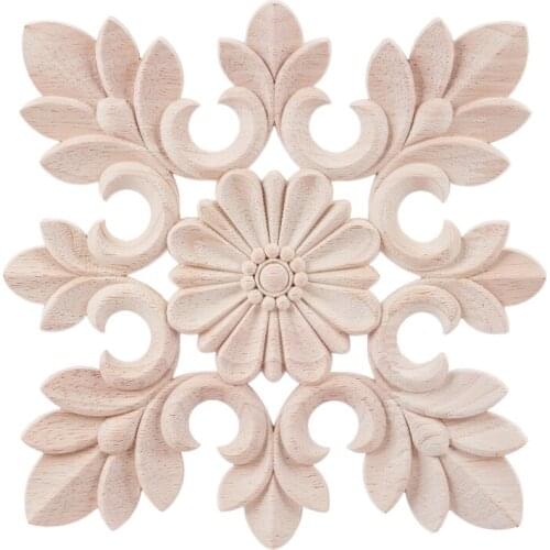 1X Rubber Wood Carved Floral Decal Craft Onlay Applique Furniture DIY Decor #C:20*20cm