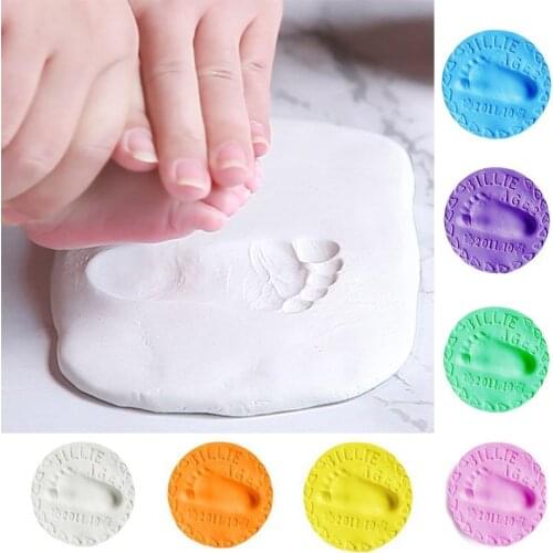 2021 Baby Care Air Drying Soft Clay Baby Handprint Footprint Imprint Kit Casting Parent-child Hand Inkpad Fingerprint Kids Toys
