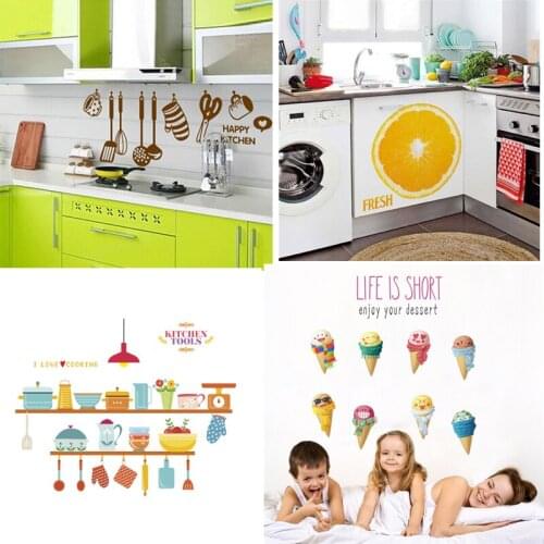 3d vivid Kitchen Tools Ice Cream wall stickers Spoon Fork refrigerator decals art posters Sofa Wall Home Decoration