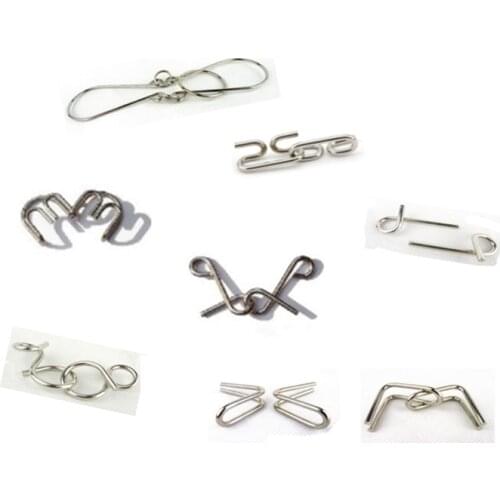 7pcs/Set Metal Wire Puzzles Magic Trick Compact Puzzle Ring Toy IQ Test Toys Funny Mind Game Portable Brain Teaser