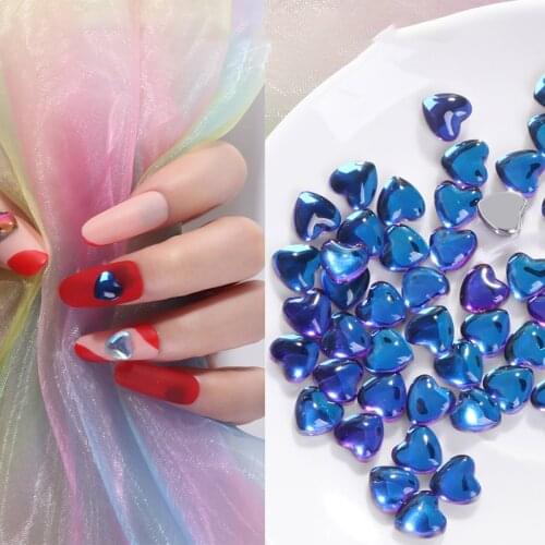 Pipatian 50Pcs 8MM Heart Crystal Nail Accessories Rhinestone Sticker Colorful Diy Crafts Fabric Gemstone Dress Diamond Studs