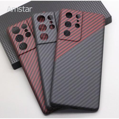 Amstar Multi-color Real Carbon Fiber Protective Case for Samsung Galaxy S21 Ultra Ultra-thin Anti-fall Carbon Fiber Case Cover