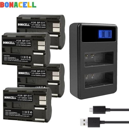 BONACELL 2200mah BP-511A BP-511 BP 511 511A BP511 BP511A Battery + DUAL Charger for Canon EOS 40D 300D 5D 20D 30D 50D camera