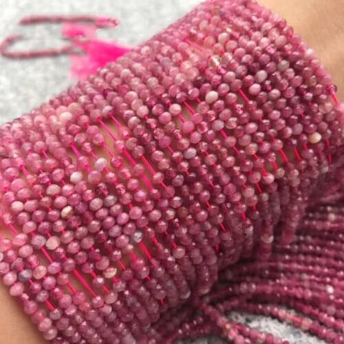 Brazilian Pink tourmaline 3x5mm Natural Gemstone Bead Facted Roundel for Jewelry Making Necklace Earring 15inch ICNWAY