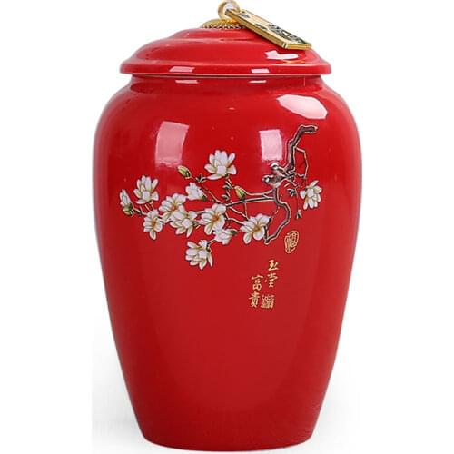 Tea Jar Sealed Jar Storage Jar Chinese Tea Caddy Sealed Household Creative Ceramic Large Boutique High-End Moisture-Proof