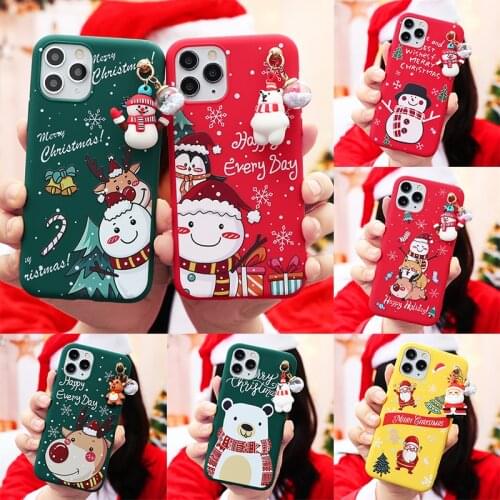 3D Doll Cartoon Christmas Santa Reindeer Phone Case for iPhone 11Pro 11 12 Mini Pro Max X XS XR 6 6s 7 8 Plus SE 2020 Cover Gift