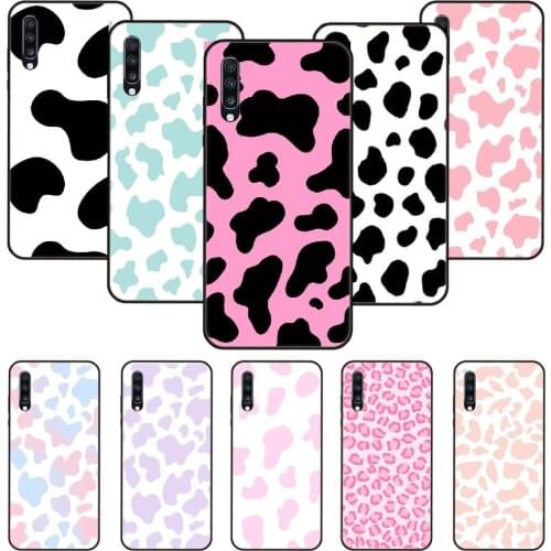 Phone Case For Samsung Galaxy A 50 51 71 70 7 5 10 20 30 40 41 21 S E Black Cover Etui Soft Waterproof Fashion Cow pattern