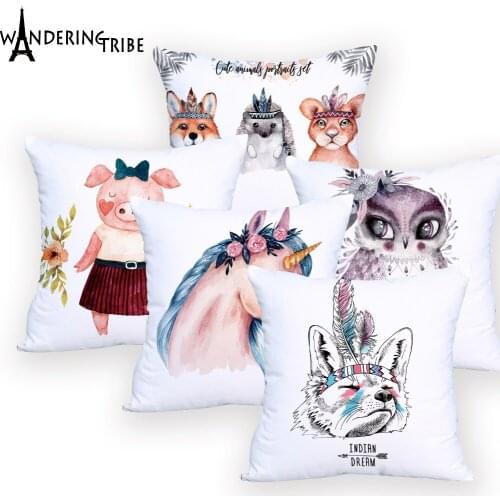 Unicorn Bird Cushion Cover White Decorativos for Office Custom Pillow Case Animal Throw Pillows for Car Seat Fashion