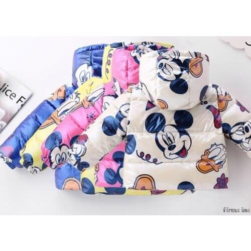 Disney Winter Jacket for Boys Warm Jacket Childrens Mickey Mouse Coat Cotton Padded Clothing Kids Warm Parka Boy Hooded Thick