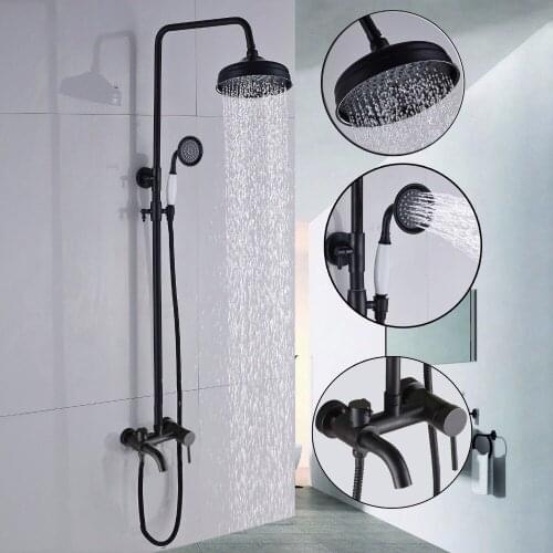 Bathroom Rainfall Shower Faucet Set Single Handle Mixer Tap With Hand Sprayer Wall Mounted Bath Shower Sets KD407