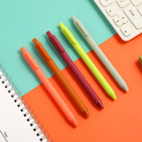 0.5mm KACO Dark Color Simple Clip Gel Pen Creative Modeling Gel Pen Smooth Neutral Pen Kawaii School Supplies Chinsese Style