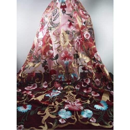 GLace 1Y/lot high class qulity embority fabric hand make clothing dress curtain home textile decoration diy fabric TX140