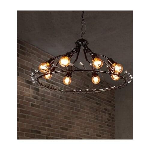 IWHD Creative Crystal Retro Vintage Pendant Lamp Home Lighting Fixtures Loft Style 8 Heads Pendant Lights Bar Cafe Iluminacion