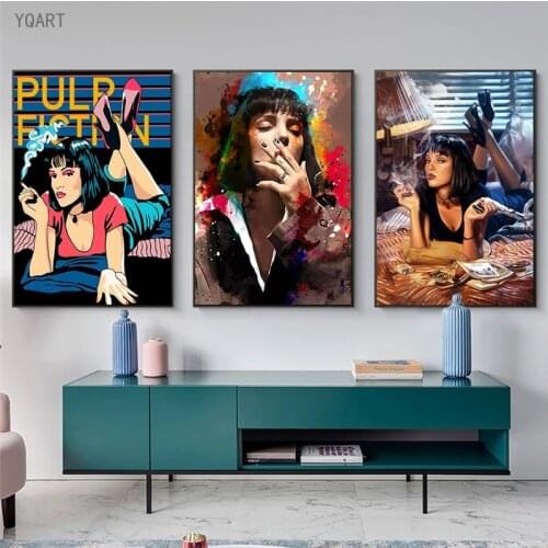 Classic Black Comedy Film Pulp Fiction Canvas Posters Cartoon Movie HD Print Dancer Wall Art Pictures for Modern Home Decoration