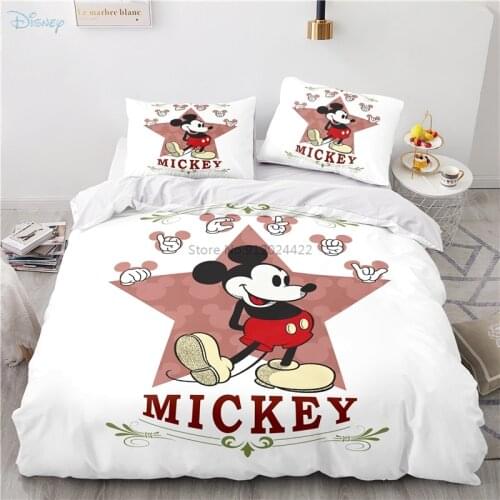 Disney Cartoon Mickey Mouse Printed Bedding Set 3d Duvet Cover Set with Pillowcase Twin Full Queen King Size Bedclothes 2/3PCS