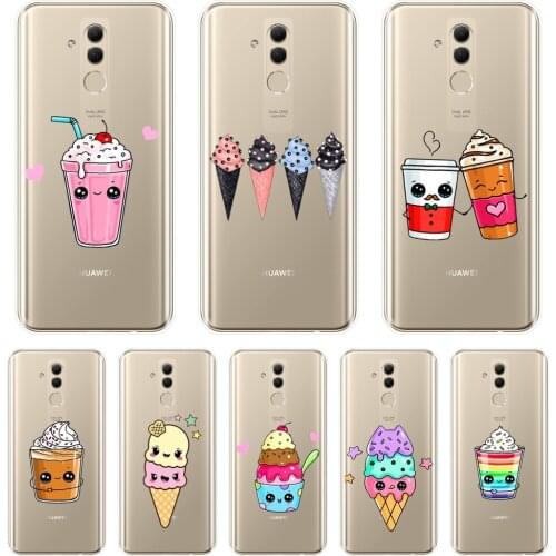 Kawaii Cute Funny Ice Cream Drink Back Cover For Huawei Mate 20 10 9 Lite Soft Silicone Phone Case For Huawei Mate 7 8 9 10 Pro
