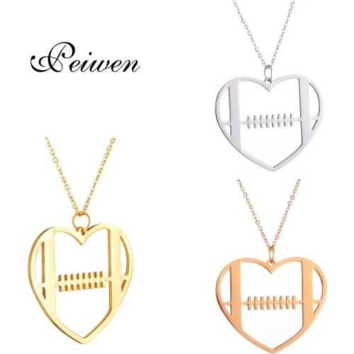 Fashion Hollow Love Heart Football Pendant Necklace For Women Men Gold Gold Rose Silver Color Chian Charm Choker Jewelry Gifts