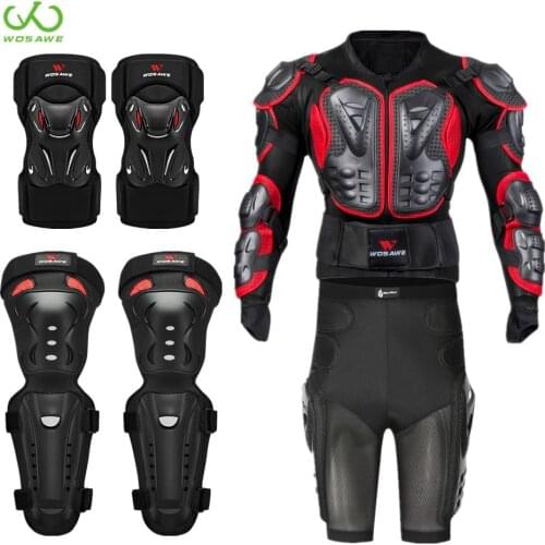 WOSAWE Motorcycle Protective Gear Set Armor Jackets Protection Guard Brace Chest Kneepad Hip Motocross Body Armor Shorts Suit