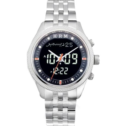 Islamic Watch with Qiabla Athan for Muslim Man Backlight Stainless Steel Japan Movement Waterproof Azan Fajr Time Wristwatch