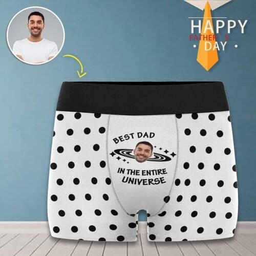 M Yescustom Custom Face Best Dad In the Universe Mens Print Boxer Personalize Photo Briefs Dad Gift Cotton Casual Underwear
