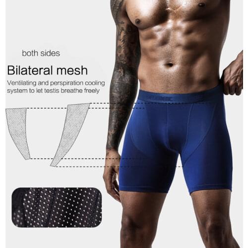 Mens Sports Boxer Shorts Fitness Running Fashion Sexy Mens Breathable Comfortable Soft Underwear and Long Trouser Legs XL-5XL
