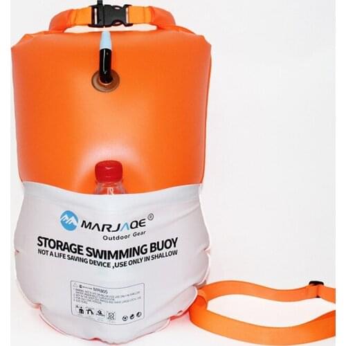 20L Inflatable Open Swimming Buoy Tow Float Dry Bag Double Air Bag With Waist Belt Water Sports Swimming Storage Safety Bag