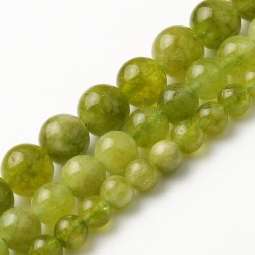 Natural Stone Green Olivine Round Beads 6/8/10mm Gem Peridot Loose Spacer Beads for Jewelry Making Diy Bracelet Necklace 15 Inch