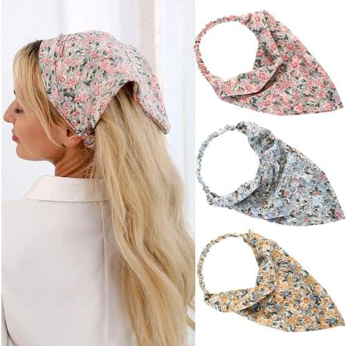 CYGJFC 2021 New Woman Elegant Triangle Hairband Hair Scraf Women Floral Satin Bandanas Ladies Hair Accessories Turban Ornaments
