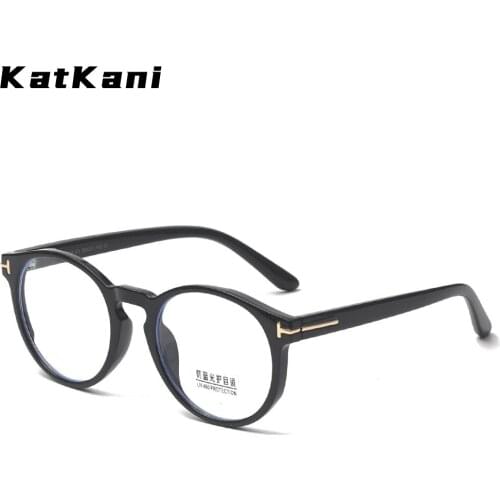 KatKani Men And Women Fashion Retro Round Eyeglasses Frame Anti-Blue Light Computer Optical Prescription Glasses Frame K8042