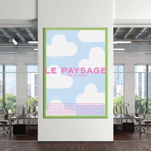 Printable Landscape Wall Art | French Printed Retro Advertising | Cloud Poster Mid-century Cloud Modern Art Print