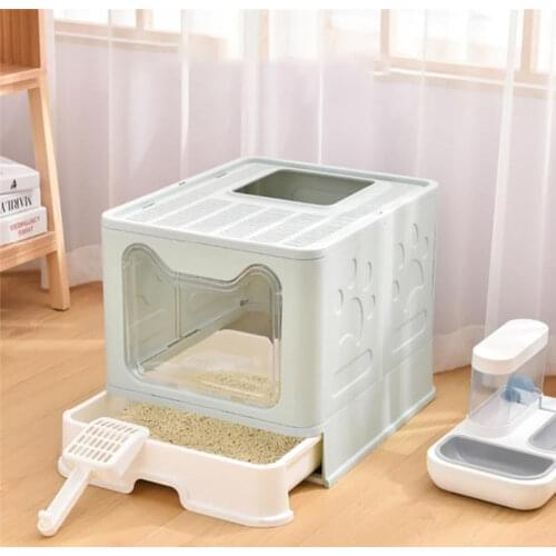 Cat Toilet Bedpan Anti Splash Closed Cat Litter Box Cat Dog Tray With Scoop Clean Toilet For Cat Plastic Sand Box Supplies