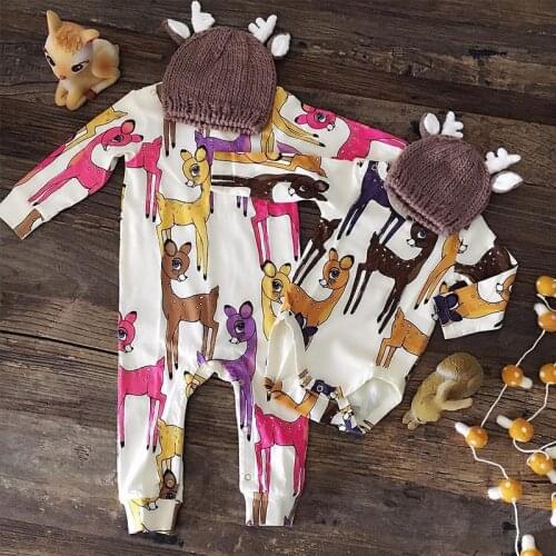 Christmas Newborn Baby Rompers Girls Boys Animal Clothes for 0-2Y Baby Long Sleeve Autumn Winter Rompers Jumpsuit Outfits