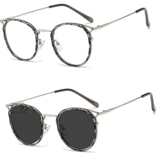 Round Sunglasses Women Myopia Square Photochromic Black Lens Diopter Glasses Short-sighted Sun Glasses 0 -0.5 -1.0 -2.0 TO NX